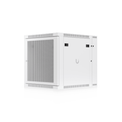 UACC Rack Cabinet 12U (600 x 703 mm) - Gabinete Cerrado para Montaje en Pared con Puerta Frontal Perforada, Puerta Trasera Abatible (Swing-Out) y Paneles Laterales Removibles con Llave