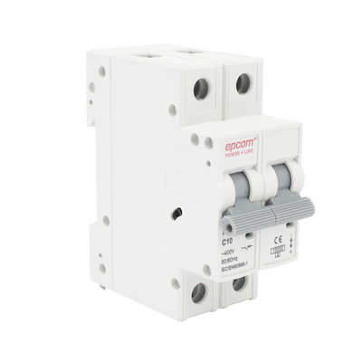 Protección Térmica/ Interruptor 2P, 10 A,  Corriente Alterna  400 Vca para Aplicación Fotovoltaica Montaje Riel DIN