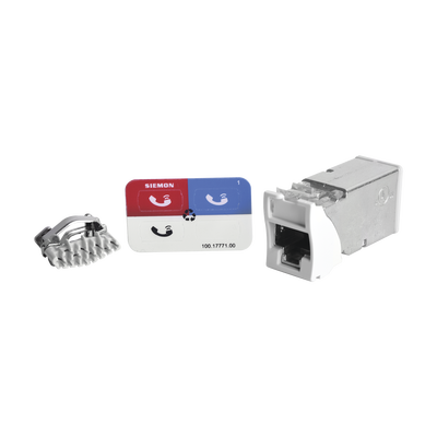 Jack Z-Max Cat6A, Blindado, Montaje Híbrido en Placa de Pared (Plano y Angulado), Color Blanco