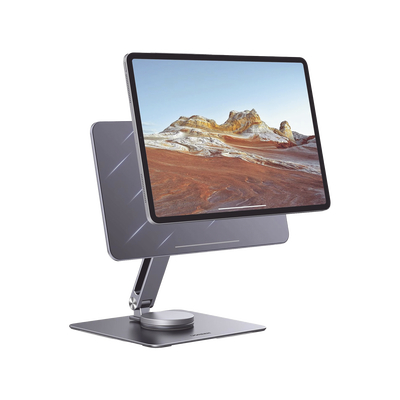 Soporte Magsafe para IPad | Imanes N52 | 99% de Magnetismo | Angulo Ajustable de 180° | Giro 360° | Compatible con iPad Pro 1ª/2ª/3ª/4ª Gen de 11" y iPad Air 5ª/4ª Gen de 10.9''| Base Antideslizante | Aluminio.