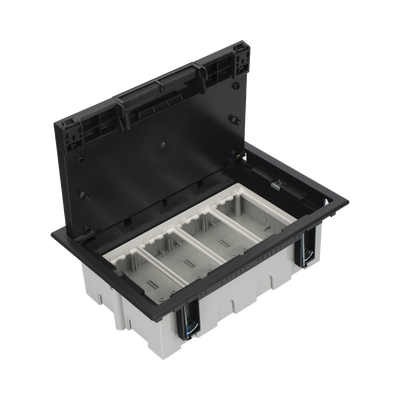 Caja Para Instalación en Piso Falso para Voz, Datos o Contactos Eléctricos / Capacidad para 4 Módulos / Espacio Embellecedor en la Tapa / Profundidad Ajustable de 90 a 120 mm (3.54 a 4.72 pulgadas) / Los Módulos se Adquieren Aparte / (SF410/14CY)