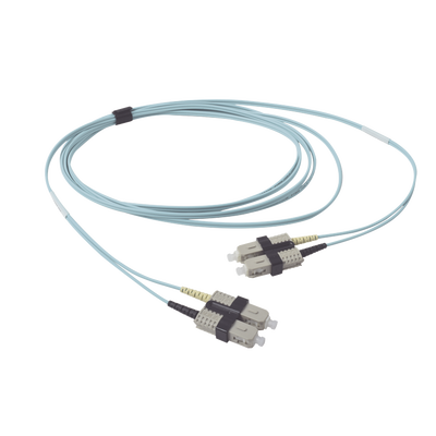 Jumper de Fibra Óptica Multimodo 50/125 OM3 XGLO, SC-SC Duplex, OFNR, Color Aqua, 2 Metros (6.56 Pies)