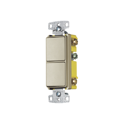 Interruptor Residencial 15 A 120-277 V / 2 Bases Unipolares / Cableado lateral / Color Marfil.