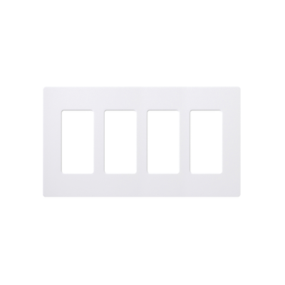 Placa de pared 4 espacios, color blanco, para atenuador (dimmer), switch ó control remoto PICO inalámbrico