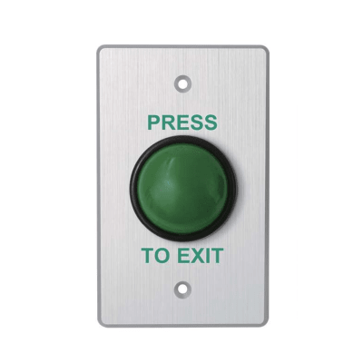 Botón de Cabeza Tipo Hongo / Exterior IP66 / Color Verde / Placa de Acero Inoxidable