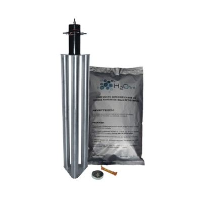 Kit Antivandalico de Puesta a Tierra de 100 Amperes con Electrodo, Filtro y Compuesto H2Ohm.