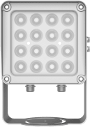 Lampara IR de Luz Continua / 16 Lámparas LED / Distancia Efectiva 16 a 25 metros / Cobertura 40° / Exterior IP66