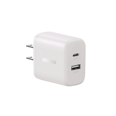 Cargador 2 En 1 Ugreen Carga Rápida 20w Blanco USB C, USB A