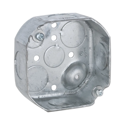  Caja Octagonal de 4" / Profundidad 1 1/2" / 6 Entradas de 3/4", 2 Entradas de 1/2" / Troquelada.
