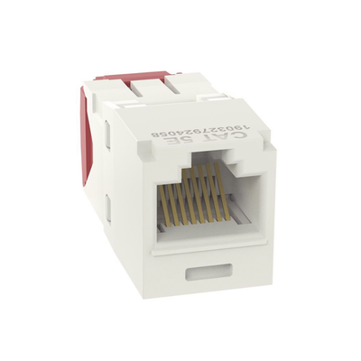Conector Jack RJ45 Estilo TG, Mini-Com, Categoría 5e, de 8 Posiciones y 8 Cables, Color Blanco Mate