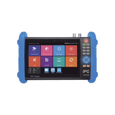Tester de Video Profesional | Pantalla 7"|  Prueba IP/HD/Analógicas | TVI/CVI/AHD/CVBS | IP ONVIF | 4K/8K | H.264/H.265 | HDMI | PTZ | Scanner IP | TDR | Salidas 12V/24V/PoE | Activación Simultanea.