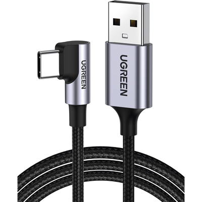 Cable USB-A a USB-C | 2 Metros (6.56 Pies) | Conector con Ángulo Recto de 90° | Carga Rápida de hasta 60W | 480 Mbps | PD3.0 | QC /3.0/2.0 | FPC | AFC | Protección Integrada | Caja de Aluminio | Nylon Trenzado | Color Negro