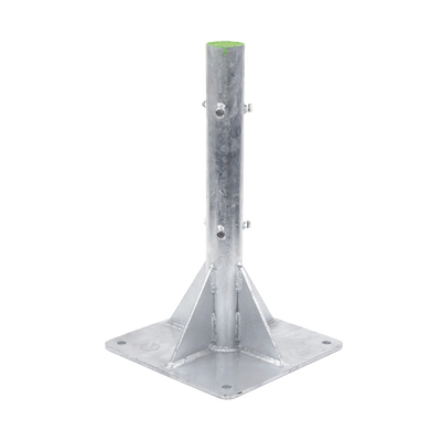 Base para Mástil Hasta 2" con Opresores, Base de 50 x 50 cm y Tubo de 80 cm Ced. 30. Galv. Inmersión.