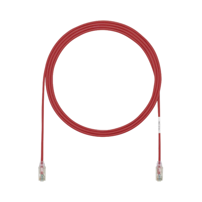 Cable de Parcheo TX6, UTP Cat6, Diámetro Reducido (28AWG), Color Rojo, 0.3 Metros (1 Pie)
