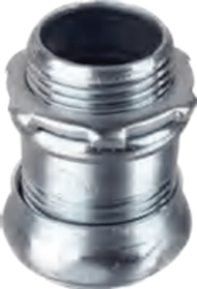 Conector de Compresión de Acero Galvanizado para Pared Delgada de 1/2" ( 13 mm).