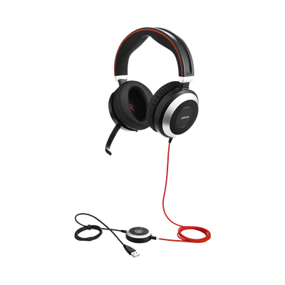 Jabra Evolve 80 con conexión USB / 3.5mm, cancelación activa/pasiva de ruido con indicador de ocupado (7899-823-109)