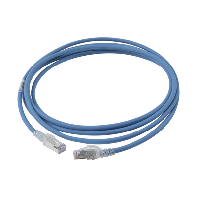 Patch Cord Skinny Cat6A Blindado S/FTP, 3.05 Metros (10 Pies), Diámetro Reducido 28 AWG, Color Azul