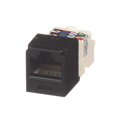 Conector Jack RJ45 Estilo TP, Mini-Com, Categoría 6, de 8 Posiciones y 8 Cables, Color Negro