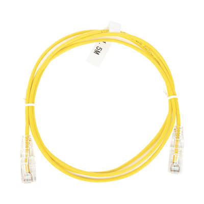 Cable de Parcheo Slim UTP Cat6 - 1.5 Metros (4.92 Pies) Amarillo Diámetro Reducido (28 AWG)