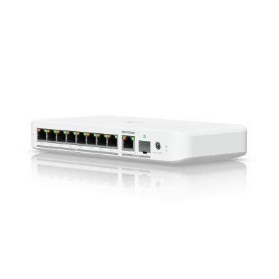 USW Flex 2.5G PoE Switch de 8 Puertos 2.5GbE PoE++, con un Puerto de Enlace Ascendente Combinado RJ45/SFP+ de 10 GbE (No incluye Adaptador ca/cc)