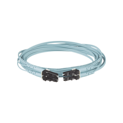 Jumper de Fibra Optica Multimodo 50/125 OM3, LC-LC Duplex, OFNR (Riser), Color Aqua, 25 Metros (82.02 Pies)