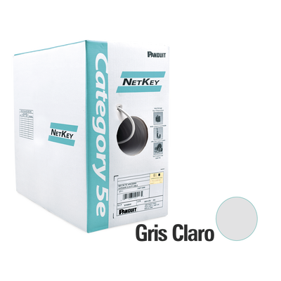 Bobina de Cable UTP 305 Metros (1000 Pies) de Cobre, NetKey, Gris Claro, Categoría 5e (24 AWG), Riser (CMR), de 4 Pares