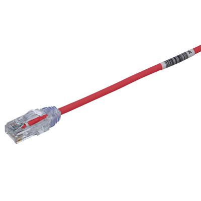 Cable de Parcheo TX6, UTP Cat6, Diámetro Reducido (28AWG), Color Rojo, 20.2 cm (8 Pulgadas)