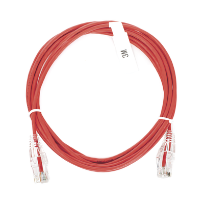 Cable de Parcheo Slim UTP Cat6 - 3 Metros (9.84 Pies) Rojo Diámetro Reducido (28 AWG)