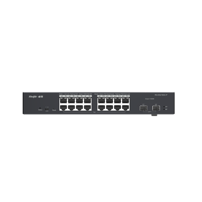 Switch L2 Administrable PoE con 16 Puertos Gigabit PoE 802.3 AF/AT + 2 SFP para fibra 1Gb, Gestión Gratuita Desde la Nube, 240 Watts