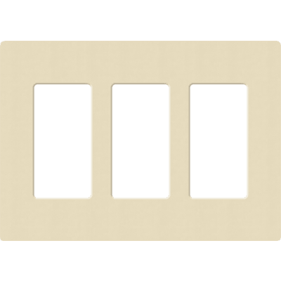 Placa de pared 3 espacios, para atenuador (dimmer), apagador ó control remoto inalámbrico LUTRON.