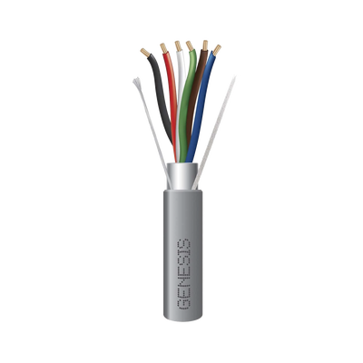 Bobina de 152 Metros (500 Pies) de Cable / 6 x 22 AWG BLINDADO / Riser / Color Gris / Para Aplicaciones de Audio, Seguridad y Control