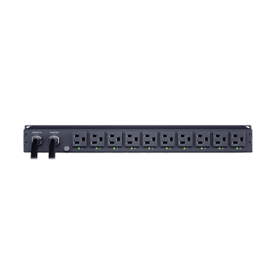 PDU ATS (Fuente Redundante Auto-transferible) Monitoreable, Para Distribución de Energía, 2 Entradas 120 Vca NEMA5-15P, Con 10 Salidas NEMA 5-15R, Horizontal 19in, 1UR 