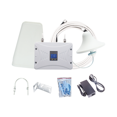 Kit Amplificador de Señal Celular 4G LTE, 3G y Voz. Funciona con Todos los Operadores. Soporta Múltiples Dispositivos y Tecnologías. Hasta 1000 metros cuadrados de Cobertura