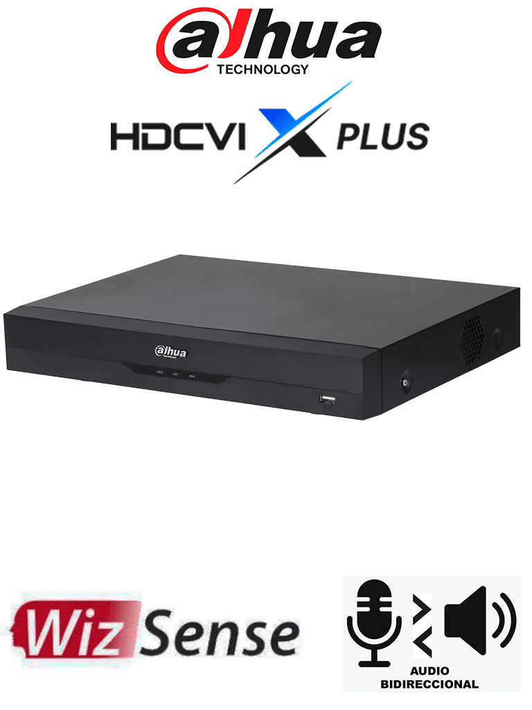 DAHUA DH-XVR5116HE-4KL-I3/T - DVR 16 Canales 4K WizSense/ HDCVI X PLUS/ Audio Bidireccional/ Reconocimiento Facial/ SMD Plus/ Protección Perimetral/ Entradas y Salidas de Alarma/ 16 Canales más 16 Canales IP/ Compatible con Dolink Care
