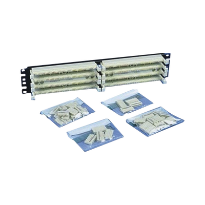 Kit Panel de Conexión con 2 Bases de 100 Pares, Categoría 5e, Incluye 40 Bloques de Conexión de 5 Pares y Etiquetas, 19 Pulgadas (48.26 cm), 2 UR