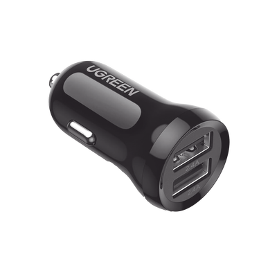 Cargador de Auto Mini de 24W / 2 Puertos USB-A / Compatible con Vehículos de 12 y 24 VCD / Chip Inteligente / Diseño Compacto / Multi protección / ABS-PC Ignifugo.