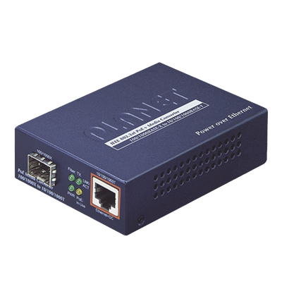 Convertidor IEEE802.3af/at PoE 10/100/1000Base-T a 100/1000X SFP