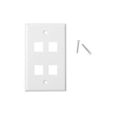 Placa de Pared de 4 Puertos, Keystone, Color Blanco