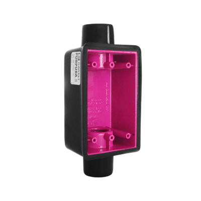 Caja Rectangular de 3/4"/ Con Recubrimiento  exterior de PVC e interior Purpura.