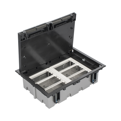 Caja Para Instalación en Piso Falso para Voz, Datos o Contactos Eléctricos / Capacidad para 6 Módulos / Espacio Embellecedor en la Tapa / Profundidad Ajustable de 90 a 120 mm (3.54 a 4.72 pulgadas) / Los Módulos se Adquieren Aparte / (SF610/14CY)