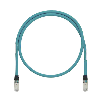 Patch Cord Cat6A de Grado Industrial 600V, Blindado SF/UTP, Calibre 26 AWG, Color Aqua, 2.5 Metros (8.20 Pies)