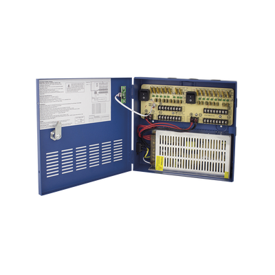 Fuente de poder profesional HEAVY DUTY de 11 - 15 Vcc @ 20 Amper, para 16 cámaras, con voltaje de entrada de: 110-220 Vca