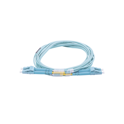 Jumper de Fibra Óptica Multimodo OM3 50/125 LC-LC OFNR (Riser), 2.0 mm, Dúplex, Aqua, 20 Metros (65.62 Pies)