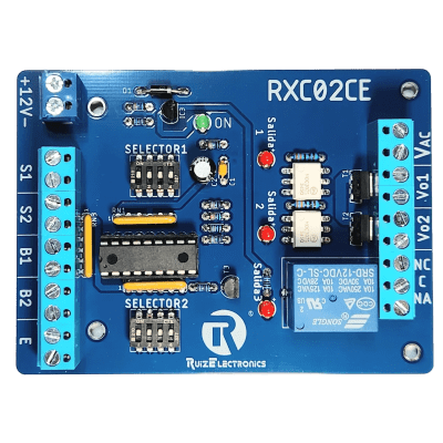 Controlador de Esclusas 2 Puertas / Alimentación 12VDC / Temporizadores Programables 0-30 seg / Entradas NC y NA / Salidas de Pulso 2 seg / Función Emergencia