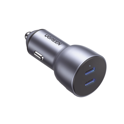 Cargador de Auto de 40W / 2 Puertos USB-C / 20 Watts por Puerto / Compatible con Vehículos de 12 y 24 VCD / Chip Inteligente / Diseño Compacto / Multi protección / Aleación de Aluminio