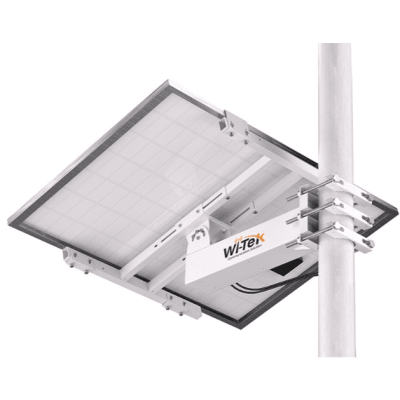 Soporte/Montaje para Panel Solar WI-BRKP133 para Postes / Estructura Galvanizada SGCC 2 mm / Ajuste Ángulo 0-75° / Compatible Postes Redondos 76-133 mm y Cuadrados 50-130 mm / Paneles hasta 900 mm Ancho y 35 mm Grosor / Resistente Corrosi&o