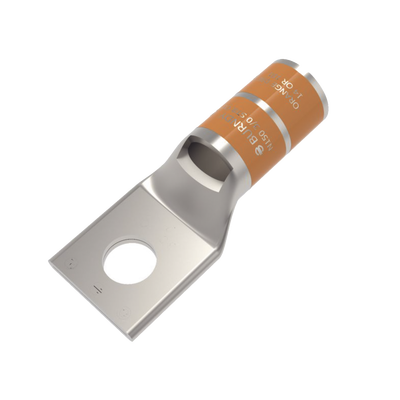 Zapata Terminal de Compresión de Barril Corto para Tornillo de 1/2" y Calibre 3/0 AWG.