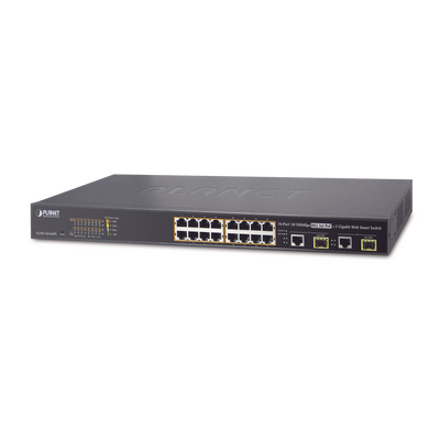 Switch Administrable L2 de 16 Puertos PoE+ y 2 Puertos Compartidos Gigabit TP/SFP