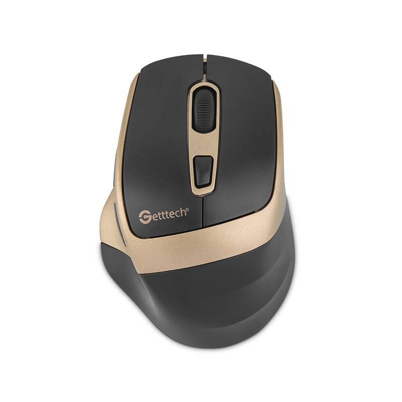 MOUSE INALAMBRICO GETTTECH 6D DE OFICINA (NEGRO/ORO) GGM-STDBW-01-GD