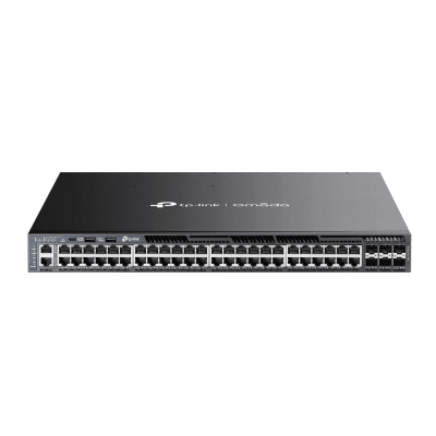 Switch Omada L3 SDN Administrable / 48 puertos Gigabit y 6 puertos SFP+ / Presupuesto PoE 1440 W / Funciones RIP, VRRP, Servidor DHCP / Administración centralizada OMADA / Fuente Redundante